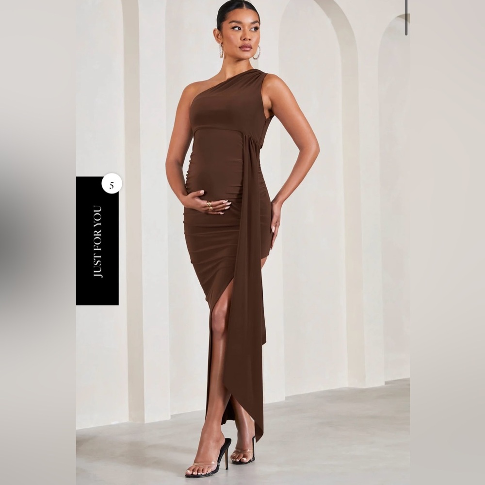 Club L London maternity dress in chocolate brown. Worn twice.